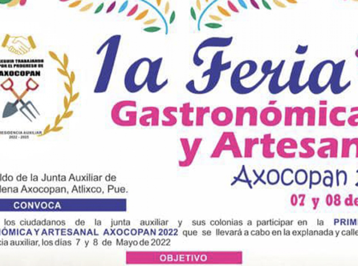 En Axocopan, realizarán primera Feria Gastronómica y Cultural 