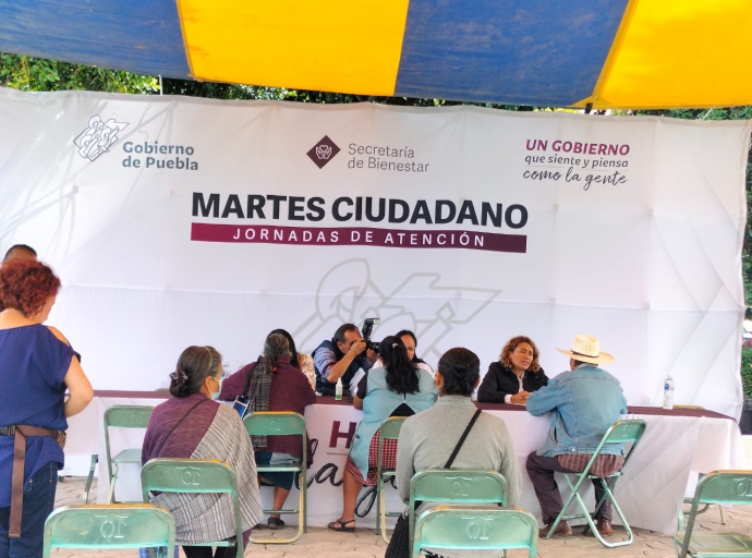 Se realiza martes ciudadano en Tochimilco con participación de la Secretaría del Bienestar estatal. 