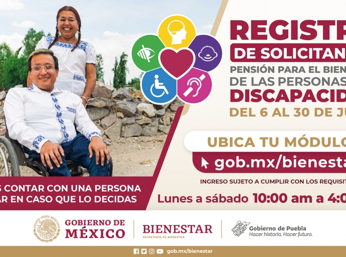 Inicia en Tochimilco el registro a Pensión para el Bienestar de las Personas con Discapacidad Permanente. 