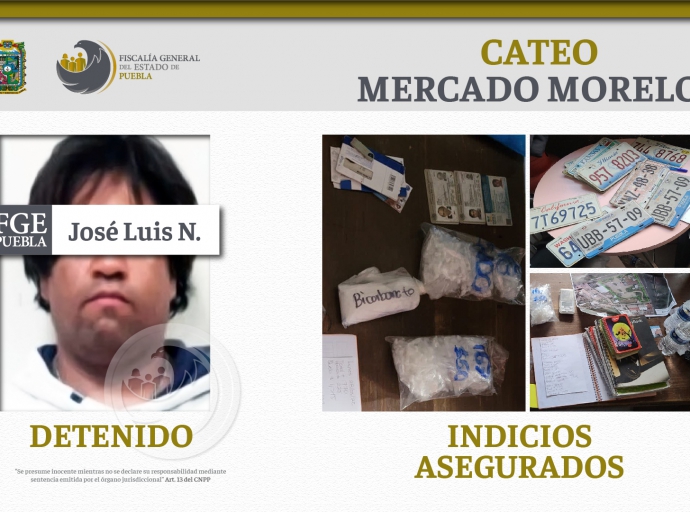 FGE Puebla aseguró más de 400 dosis de droga en los mercados Morelos y Unión