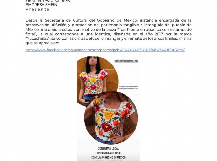 Marcas de ropa mexicana acusan a SHEIN de plagio, piden intervención de la Secretaría de Cultura.