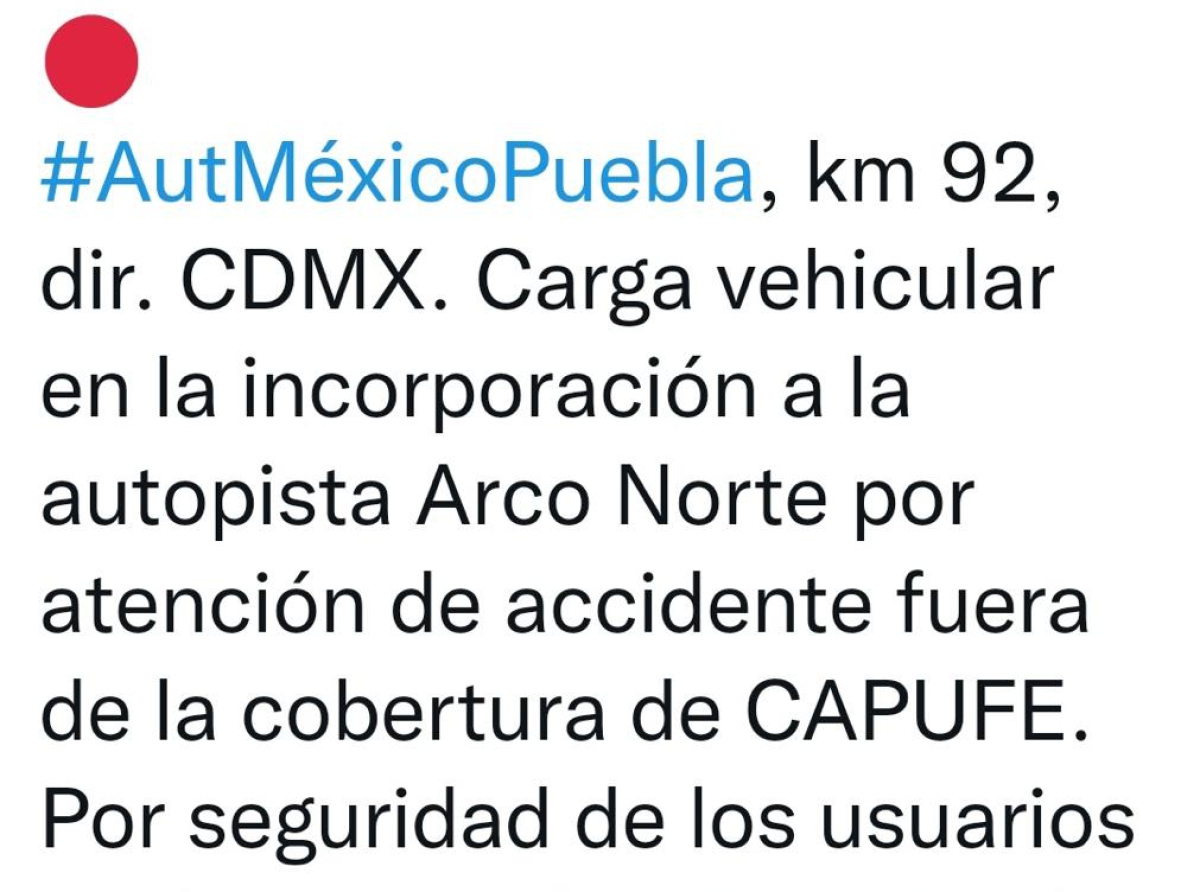 Accidentes afectan tránsito en la México-Puebla y el Arco Norte
