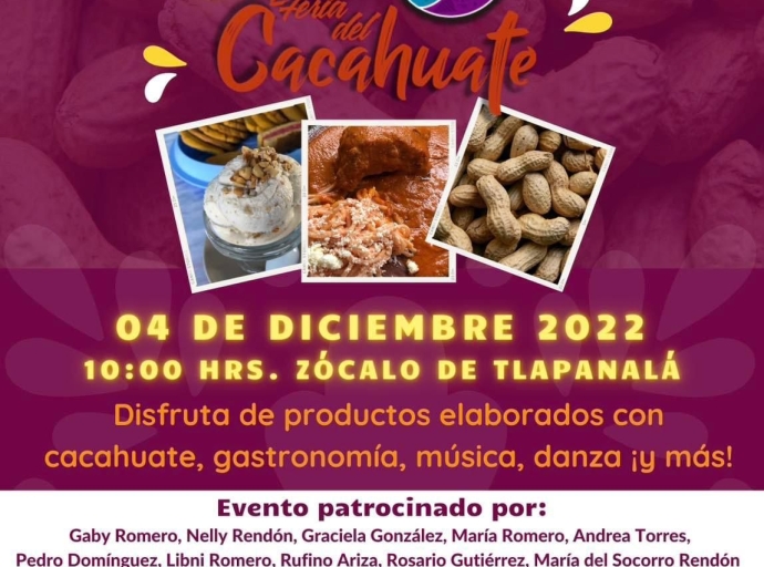 Tlapanalá anuncia la sexta edición de la Feria del Cacahute este 4 de diciembre 