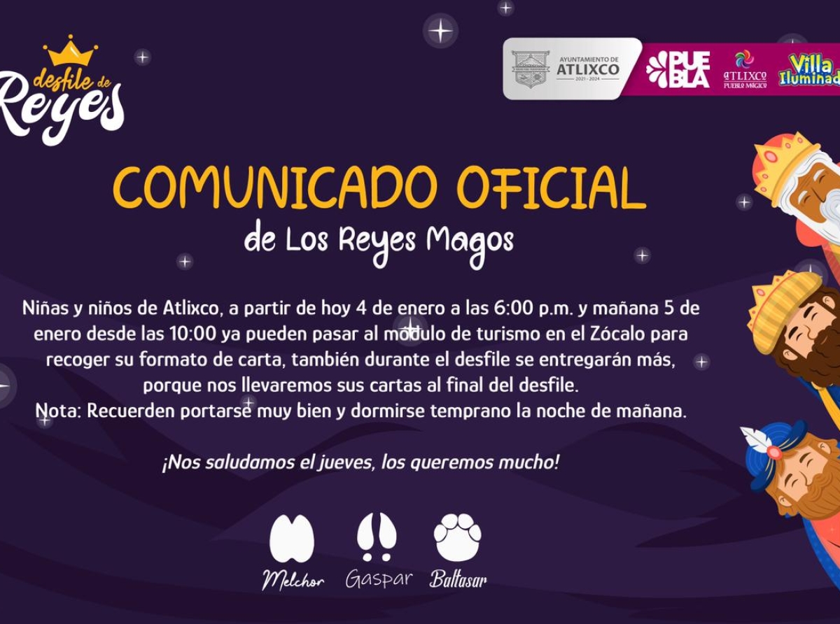 El Ayuntamiento de Atlixco prepara sorpresas para la llegada de los Reyes Magos 