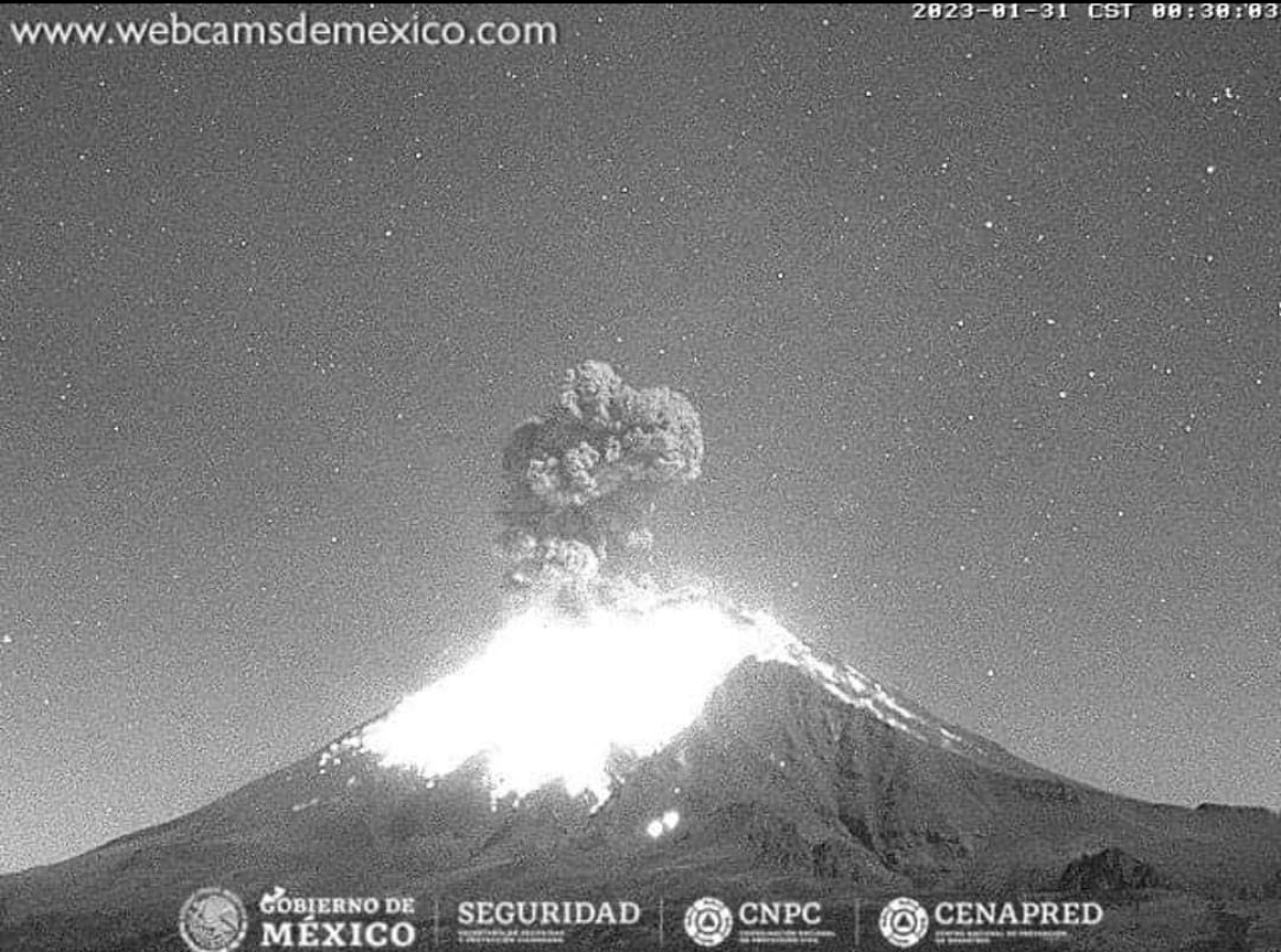 Último día de enero volcán Popocatépetl registra dos explosiones 