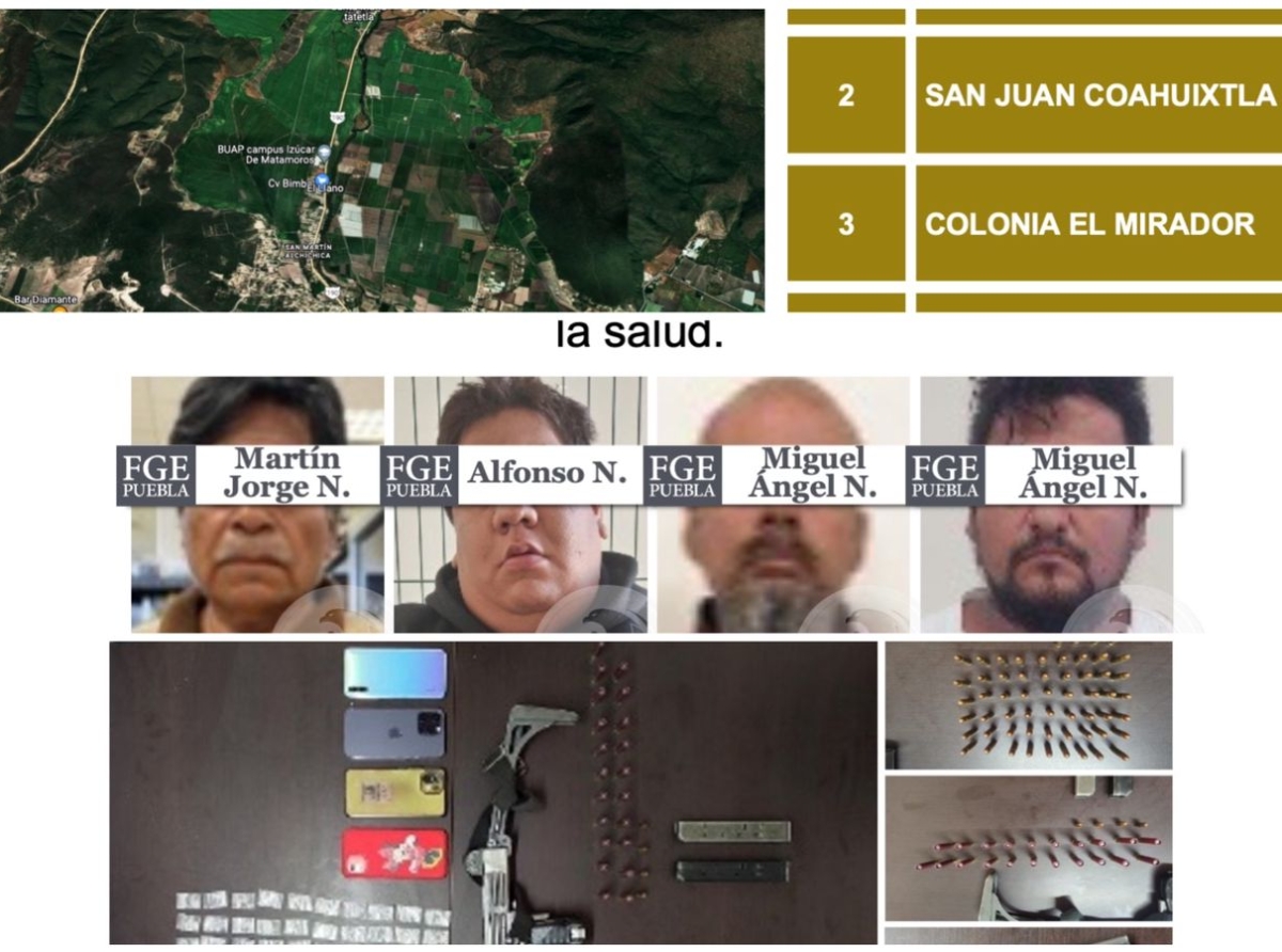 Cuatro sujetos son detenidos durante cateos en Izúcar de Matamoros