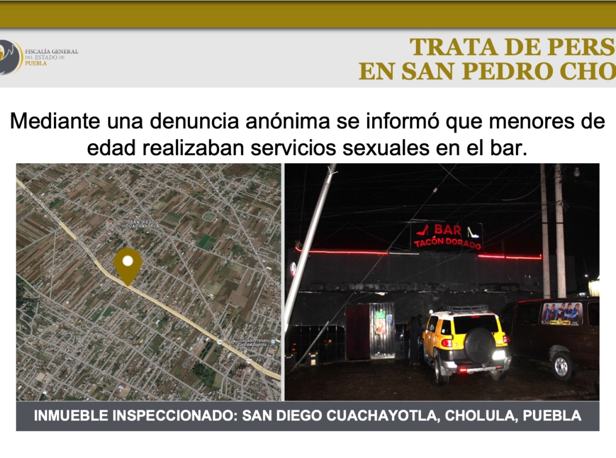 Fiscalía de Puebla rescata a dos adolescentes de presunta explotación sexual en bar de Cholula