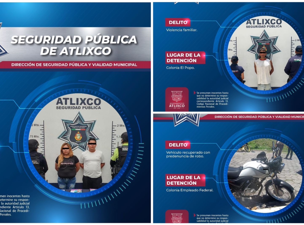 Robo a comercio, violencia familiar, vehículos robados delitos registrados en Atlixco