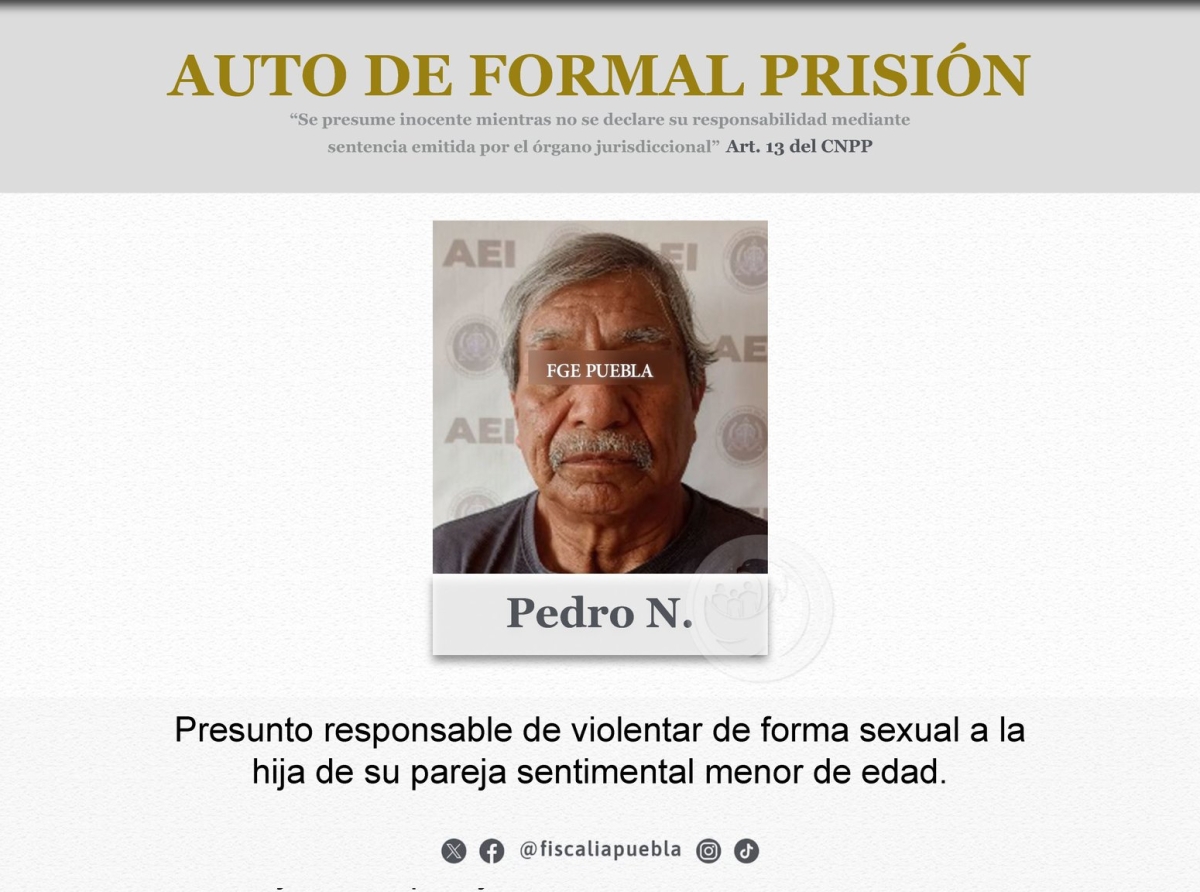 Después de 18 años fue detenido Pedro N. por abusar de su hijastra en Atlixco