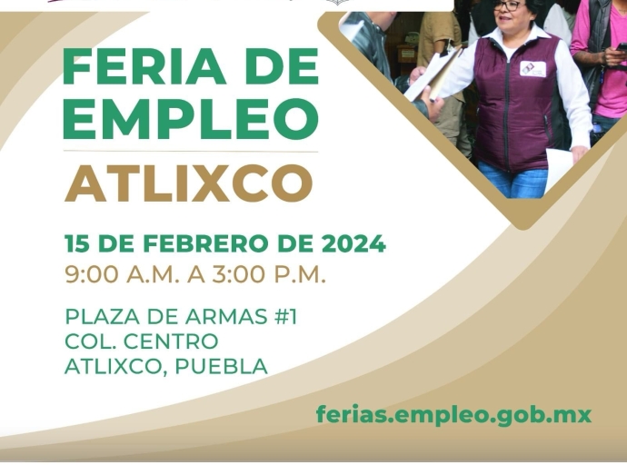 En Atlixco se realizará la Feria del Empleo enfocada en mujeres ¡Participa!